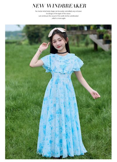 Imported đ¸ Summer Floral Chiffon Dress â Princess Outfit for Big Girls
