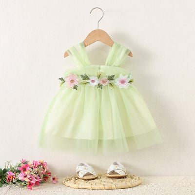 Imported đ¸ Girls' Summer Floral Suspender Princess Dress â Korean Gauze Skirt