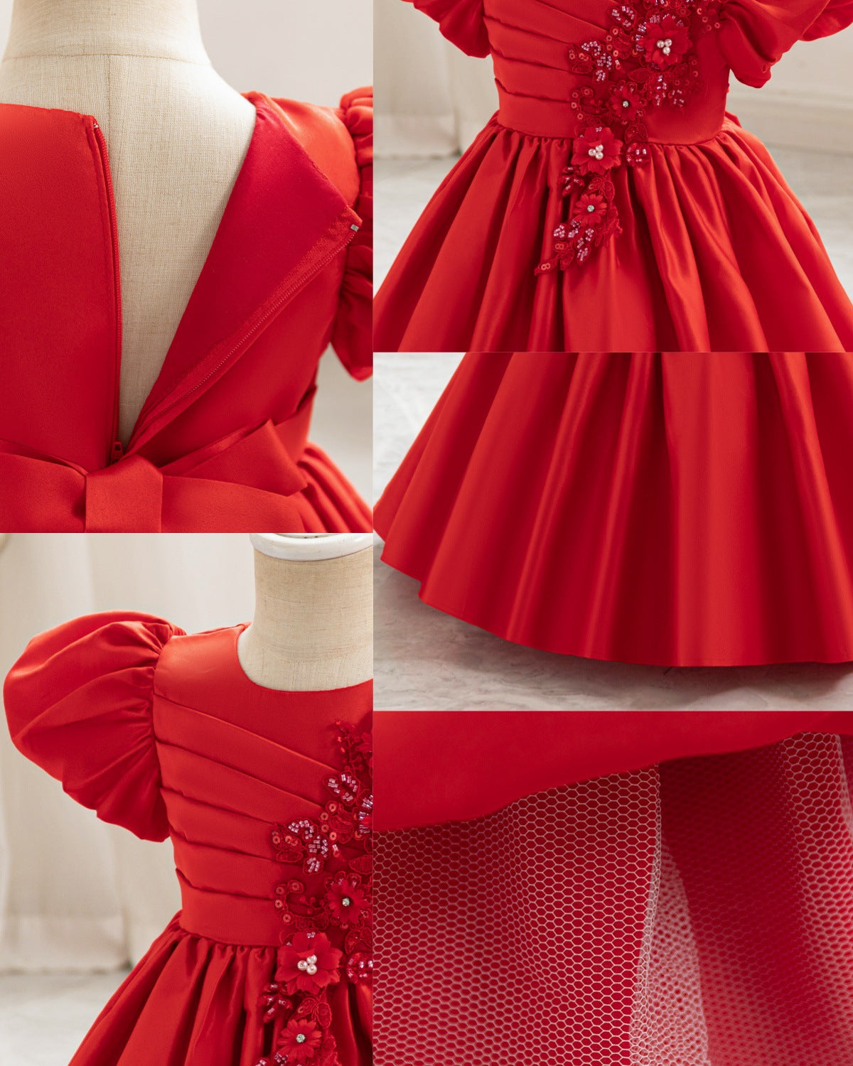 Imported đ Girlsâ Autumn Satin Flower Girl Dress â Birthday & Party Outfit
