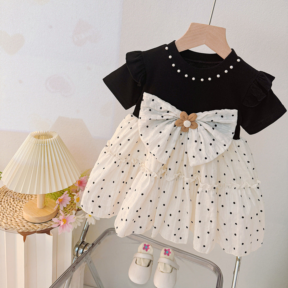Imported đ¸ Girlsâ Summer Polka Dot Dress â Korean Style Flying Sleeve