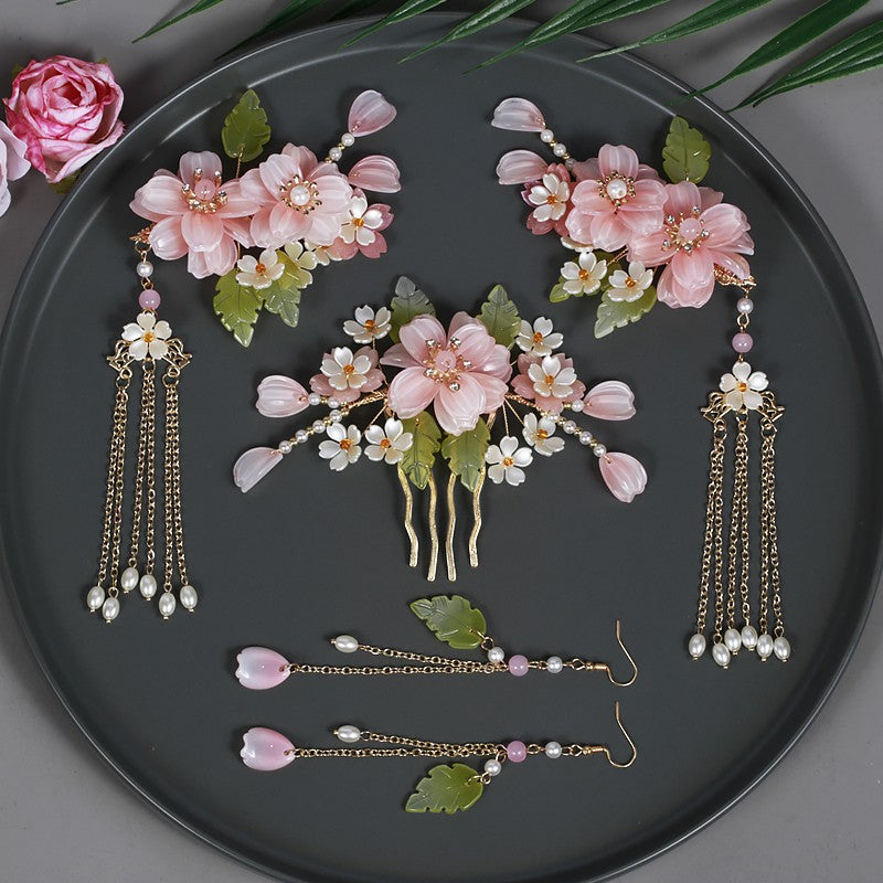 Imported ✨ Hanfu Fairy Tassel Headdress Set – Ancient Style Hair Clip & Hairpin Accessories