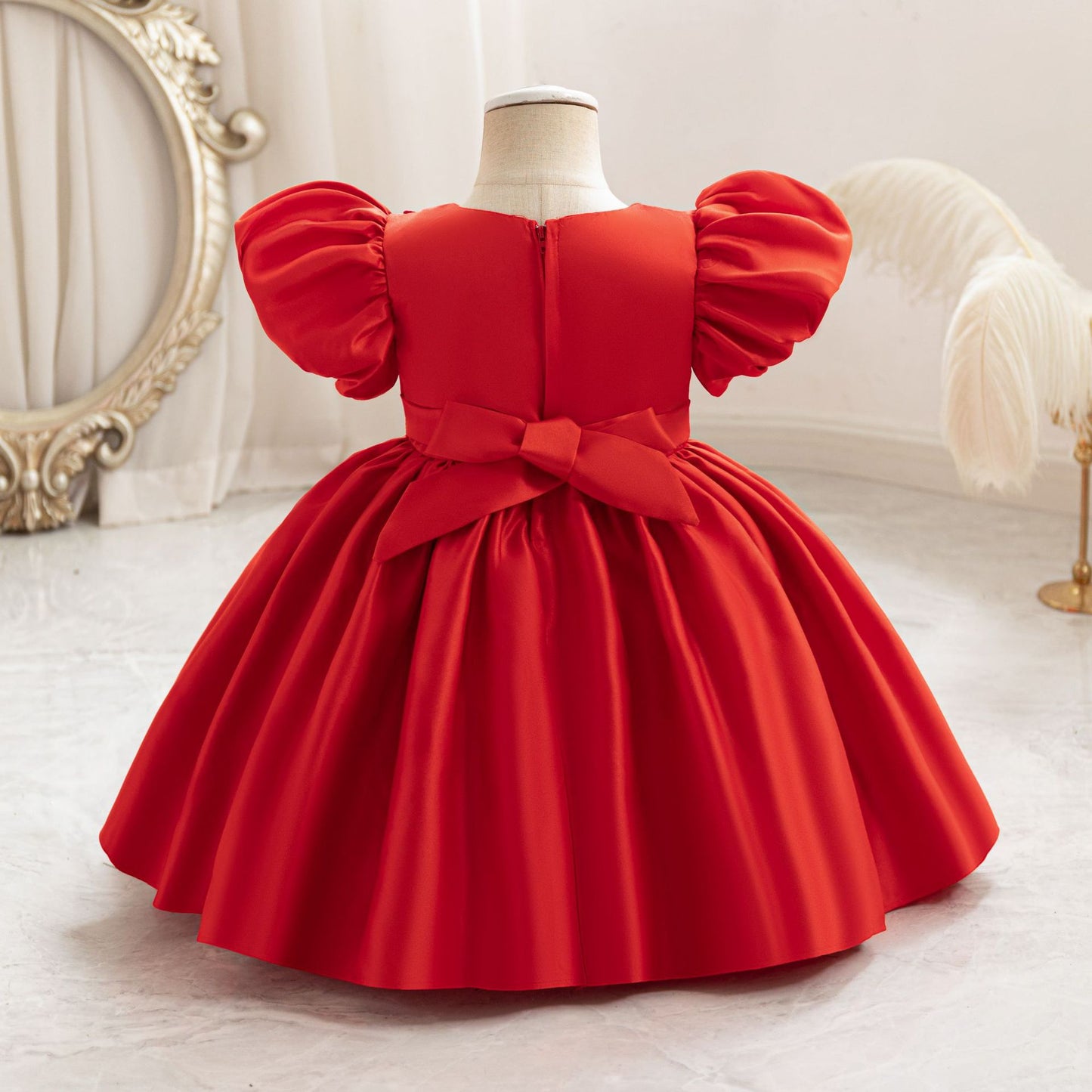 Imported đ Girlsâ Autumn Satin Flower Girl Dress â Birthday & Party Outfit
