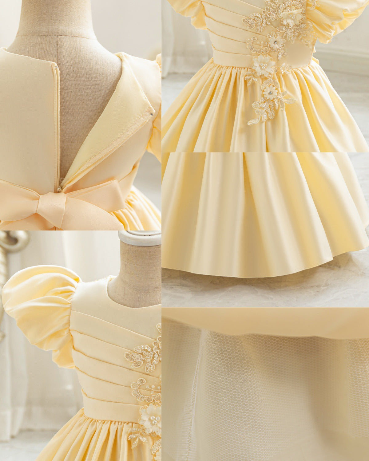 Imported đ Girlsâ Autumn Satin Flower Girl Dress â Birthday & Party Outfit