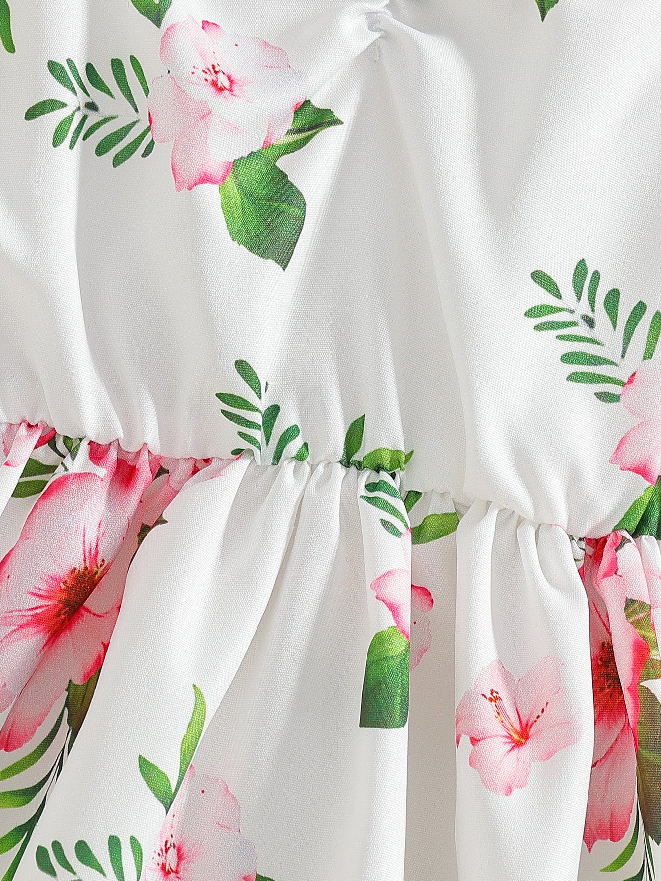 Imported đ¸ Girlsâ White French Princess Dress â Pink Floral Lantern Sleeve Summer Outfit