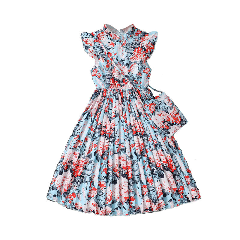 Imported đ¸ Girlsâ Flying Sleeve Printed Princess Dress â Summer Foreign Trade Hot Seller
