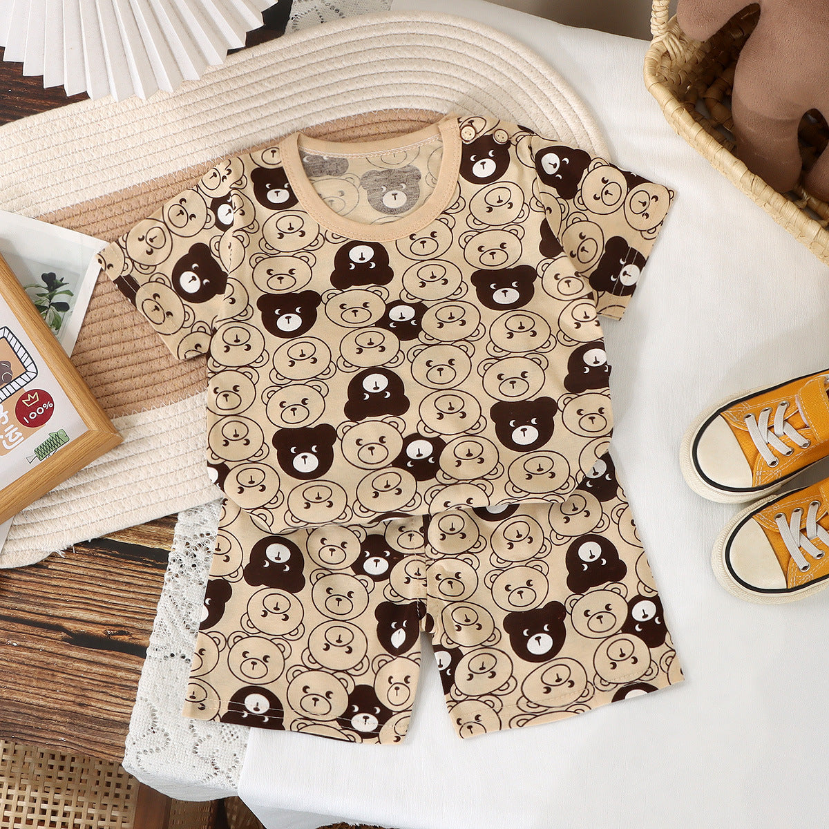 Imported đ Kidsâ Summer Cotton Outfit â Boysâ T-Shirt & Girlsâ Shorts Set