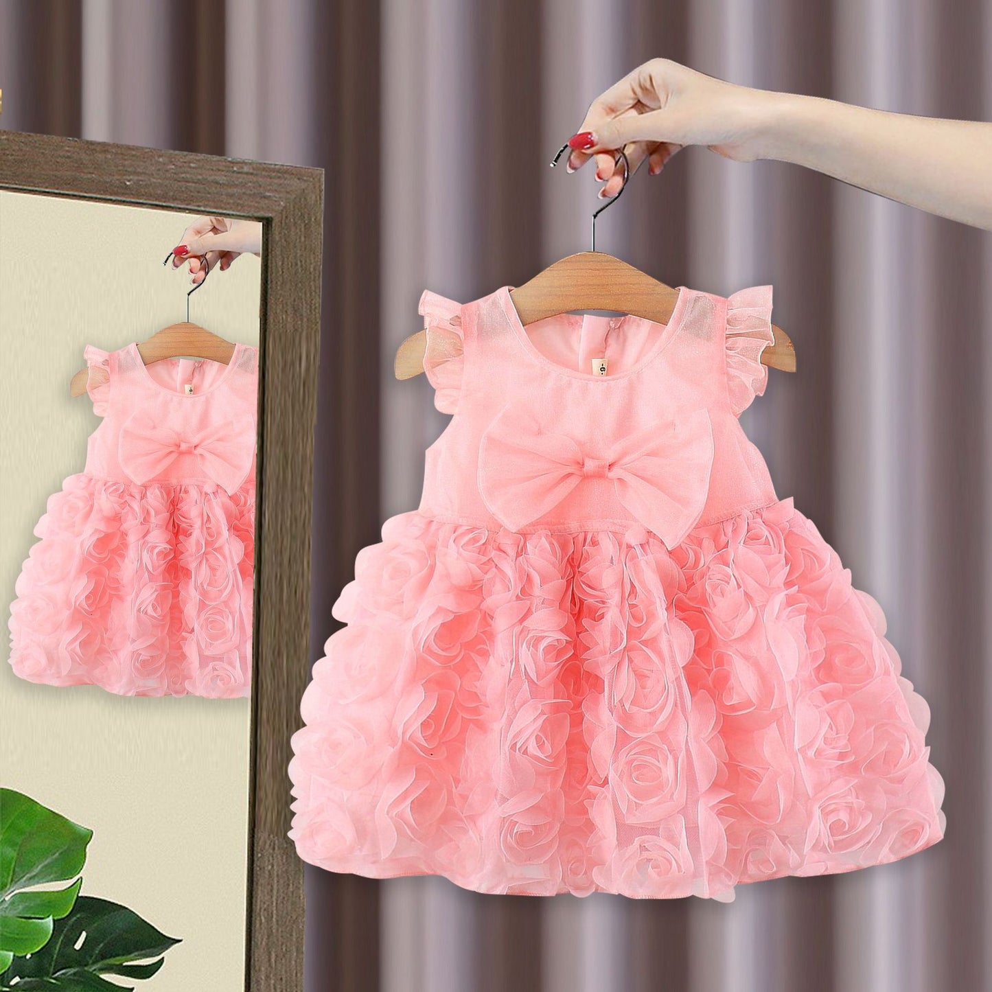 Imported đ Girlsâ Summer Lace Mesh Princess Dress â Baby Bow Vest Style