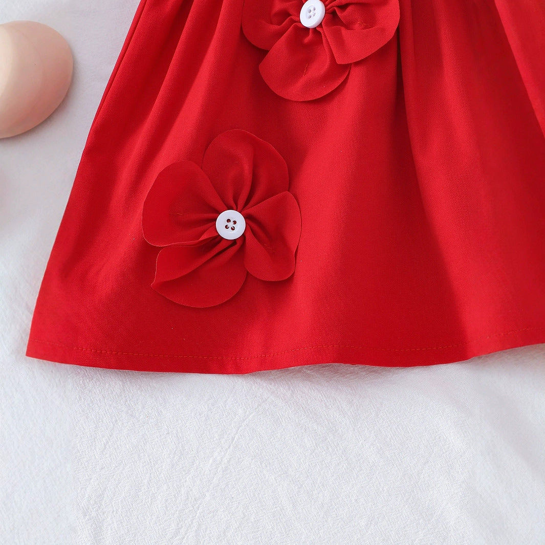 Imported ❤️ Baby Girls’ Sleeveless Red Dress – European & American Summer Style