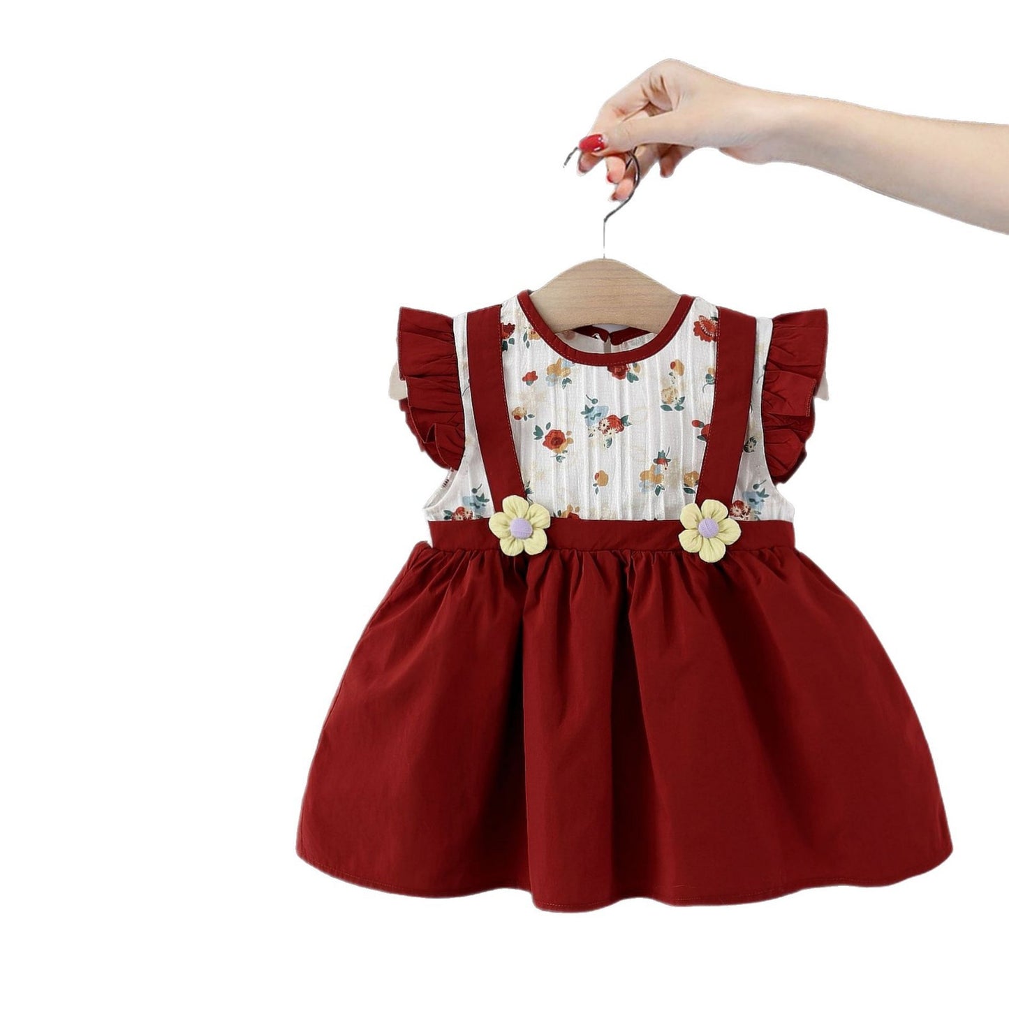 Imported đ¸ Girlsâ Summer Flying Sleeve Dress â Cute Floral Princess Two-Piece Style