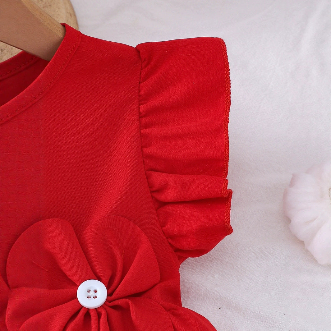 Imported ❤️ Baby Girls’ Sleeveless Red Dress – European & American Summer Style
