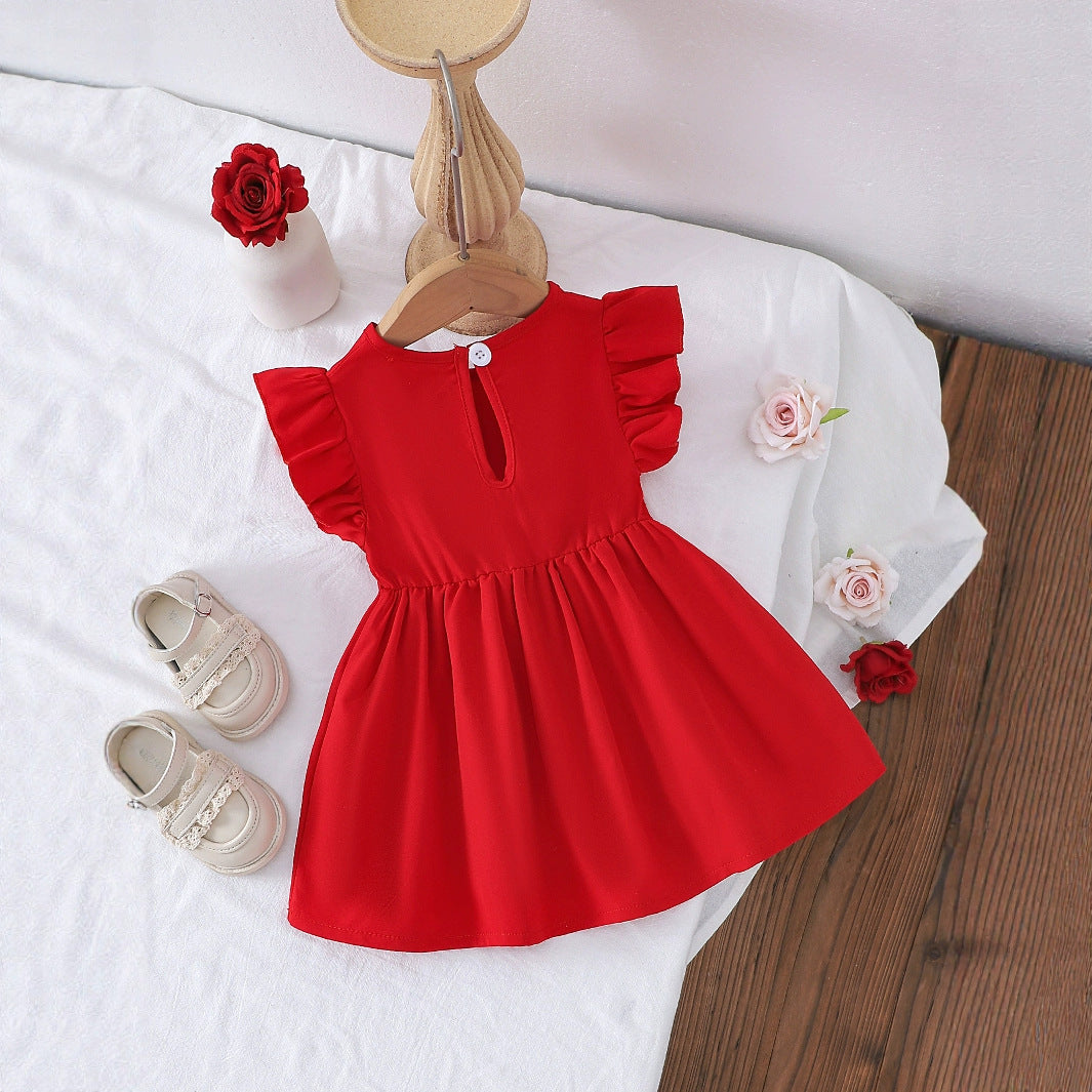 Imported ❤️ Baby Girls’ Sleeveless Red Dress – European & American Summer Style