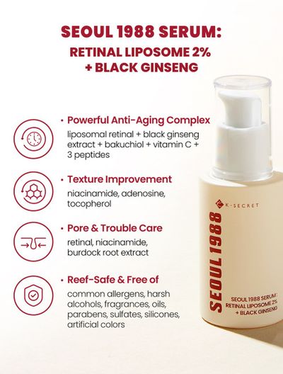 K-SECRET SEOUL 1988 Serum: Retinal Liposome 2% + Black Ginseng – 30ml