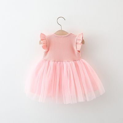 Imported 🎀 Baby Girl Summer Princess Dress – Puffy Veil Skirt (Western Style)