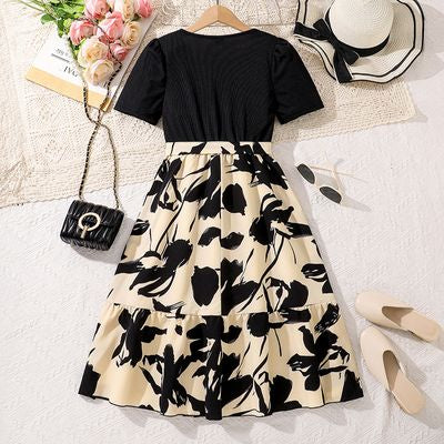 Imported 🌺 Girls’ Floral Print Elegant Dress – 2025 Summer Resort Style