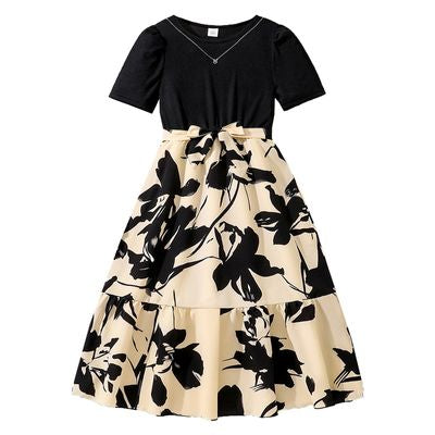 Imported 🌺 Girls’ Floral Print Elegant Dress – 2025 Summer Resort Style