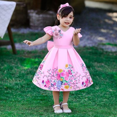 Imported🌹 Red Floral Princess Dress – Sleeveless EU/US Style for Girls