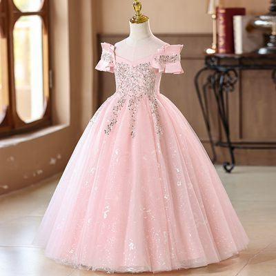 Imported👑 Puffy Yarn Princess Dress – Stylish Wedding & Flower Girl Gown