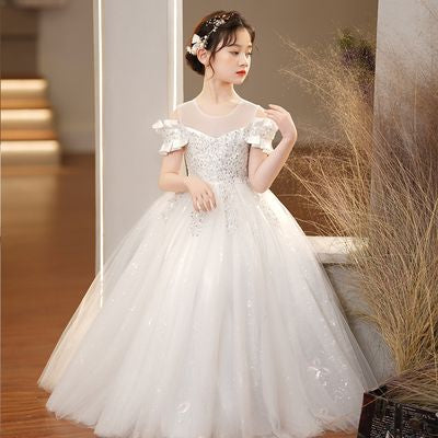 Imported👑 Puffy Yarn Princess Dress – Stylish Wedding & Flower Girl Gown
