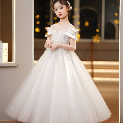 Imported👑 Puffy Yarn Princess Dress – Stylish Wedding & Flower Girl Gown