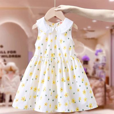 Imported  Girls' dress Summer 2025 New Children's Western-style (Color: Yellow)