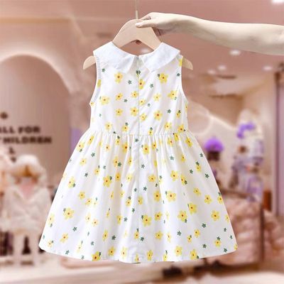 Imported  Girls' dress Summer 2025 New Children's Western-style (Color: Yellow)
