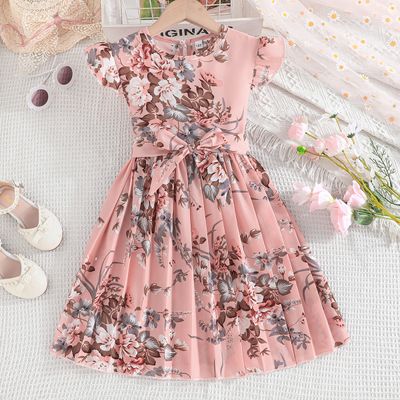 Imported 🌺 Girls' Summer Sleeveless Pleated Long Dress with Belt