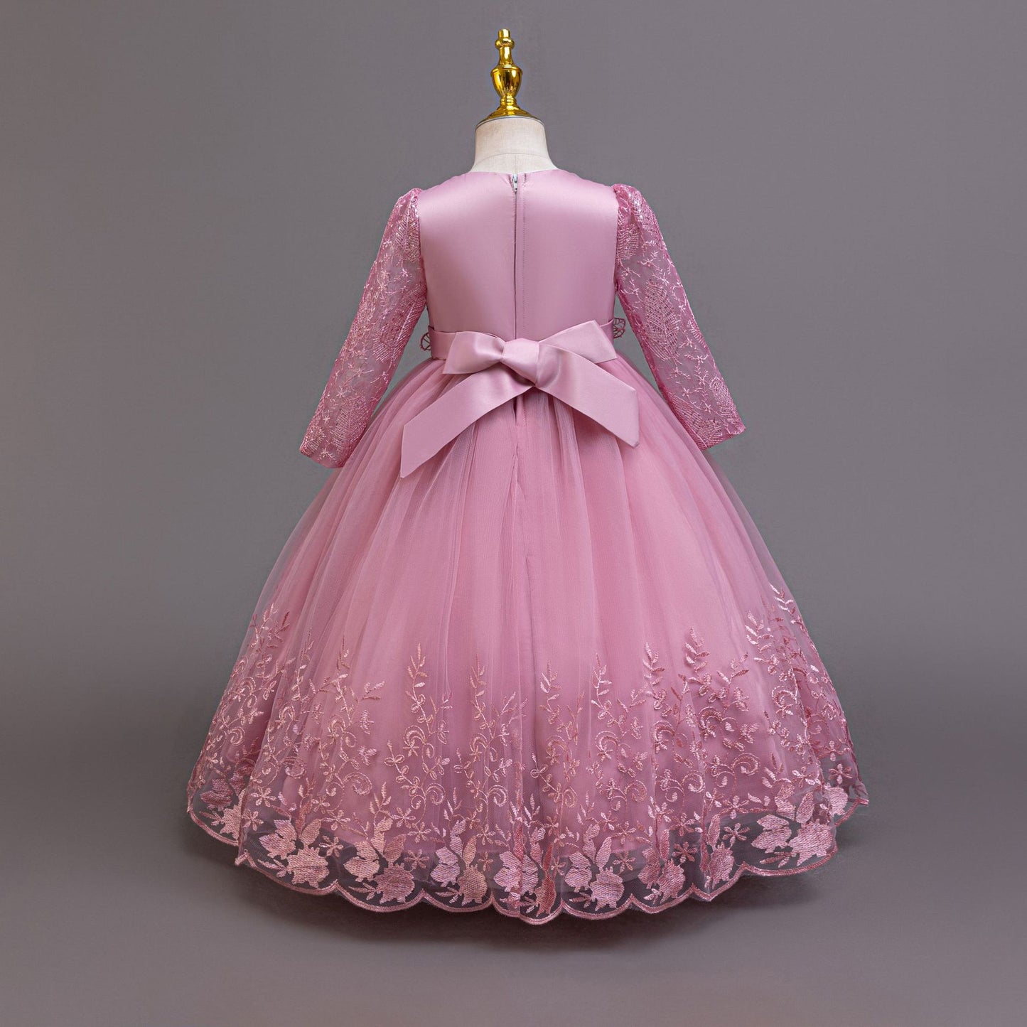 Imported ✨ Girls’ Long-Sleeve Lace Princess Dress – Flower Girl & Performance Outfit