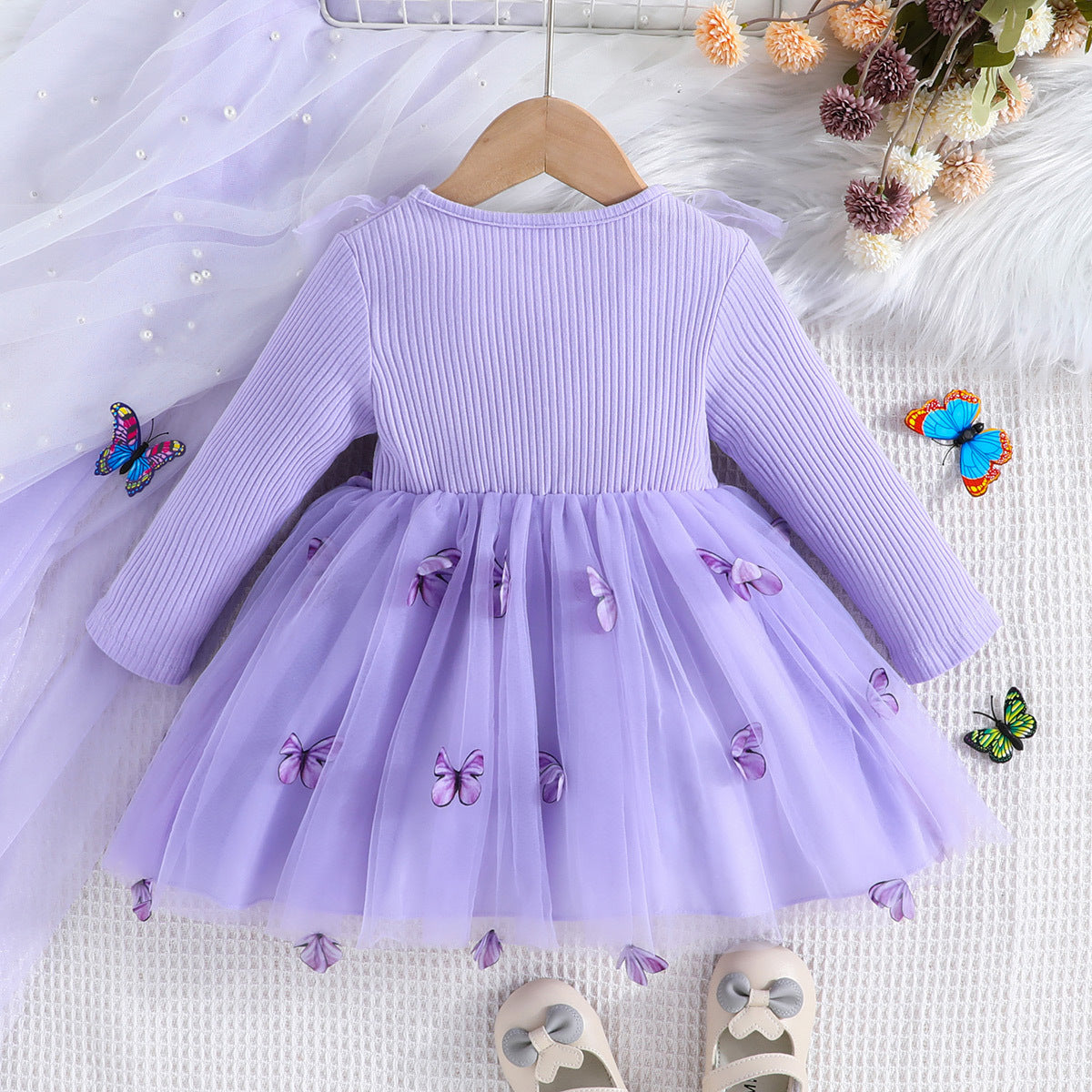 Imported 🌸 Long-Sleeve Mesh Princess Dress – Spring & Autumn European Style
