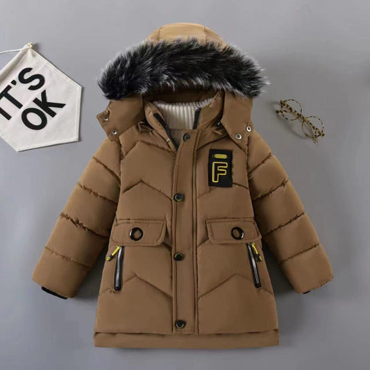 Imported ❄️ Boys’ Winter Cotton-Padded Coat – Korean Style Thick Fleece-Lined Jacket
