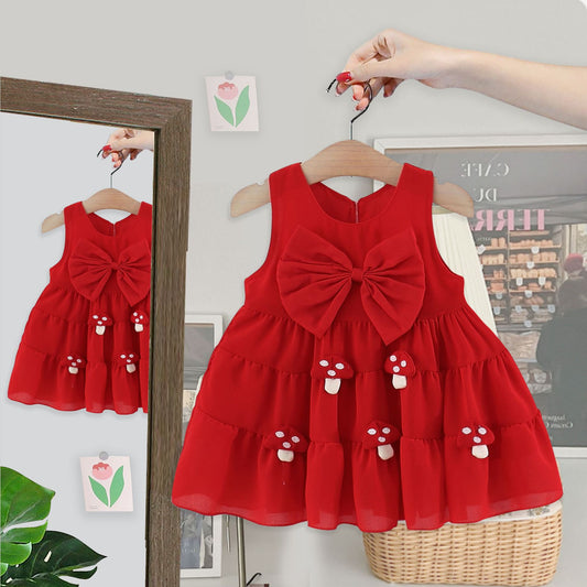 Imported 🍼 Baby Girls’ Summer Cartoon Dress – Sleeveless Korean Vest Style