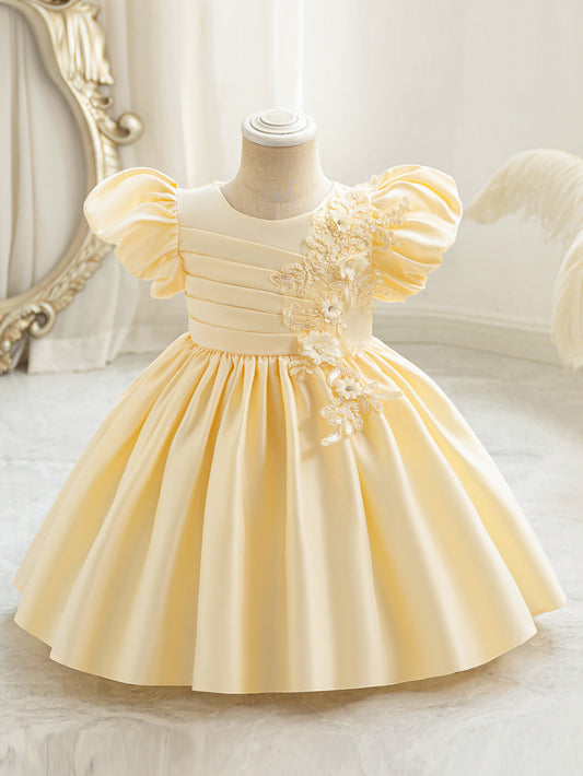 Imported 🎀 Girls’ Autumn Satin Flower Girl Dress – Birthday & Party Outfit