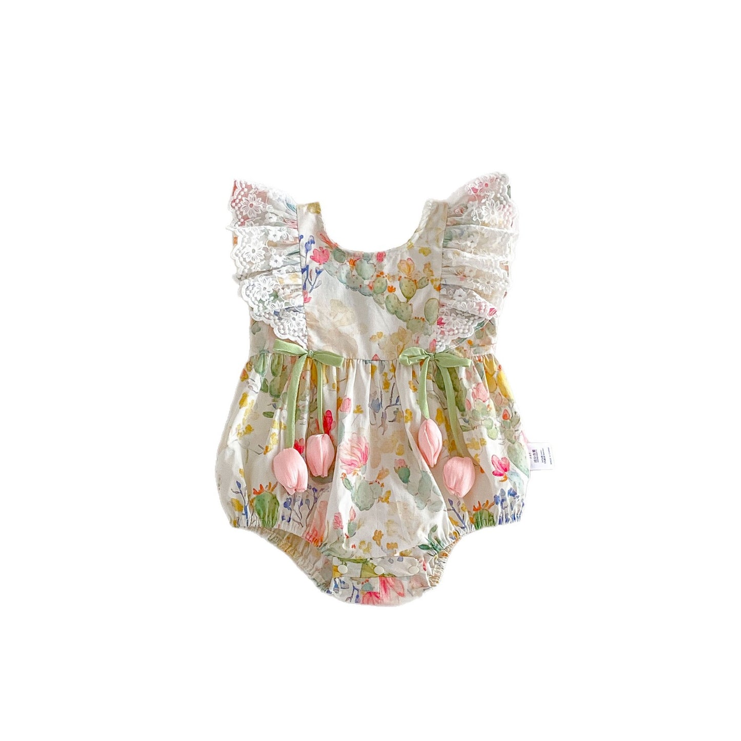 Imported 🌸 Baby Girls’ Floral Princess Romper – Class A Cotton Summer Bodysuit