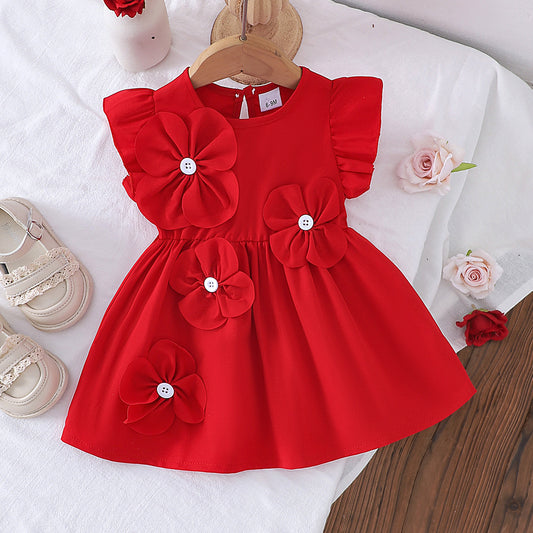 Imported ❤️ Baby Girls’ Sleeveless Red Dress – European & American Summer Style