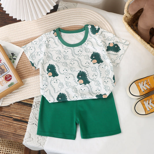 Imported 🌞 Kids’ Summer Cotton Outfit – Boys’ T-Shirt & Girls’ Shorts Set