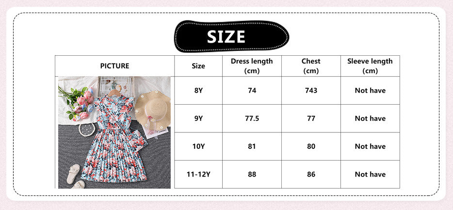Imported 🌸 Girls’ Flying Sleeve Printed Princess Dress – Summer Foreign Trade Hot Seller