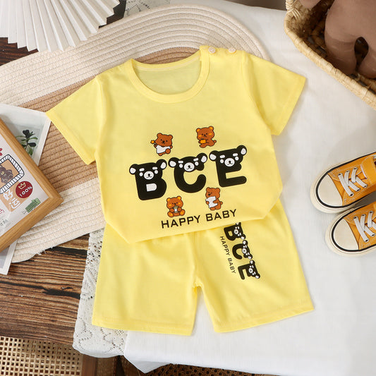 Imported 🌞 Kids’ Summer Cotton Outfit – Boys’ T-Shirt & Girls’ Shorts Set
