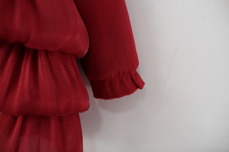 Imported 🎀 Spring/Autumn Girls’ Princess Dress – Long Sleeve with Large Bow