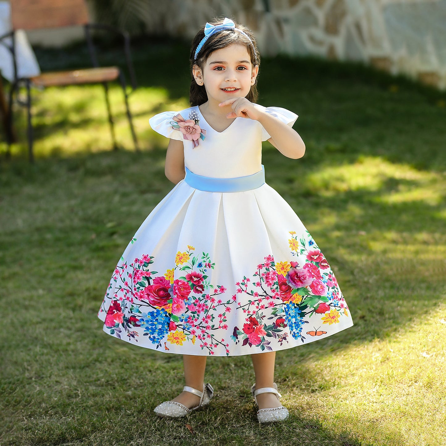 Imported🌹 Red Floral Princess Dress – Sleeveless EU/US Style for Girls