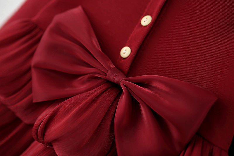 Imported 🎀 Spring/Autumn Girls’ Princess Dress – Long Sleeve with Large Bow