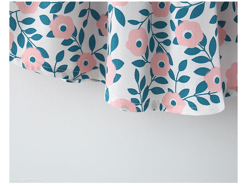 Imported 🌺 Girls’ Summer Floral Print Dress with Strap & Hat – Korean Style