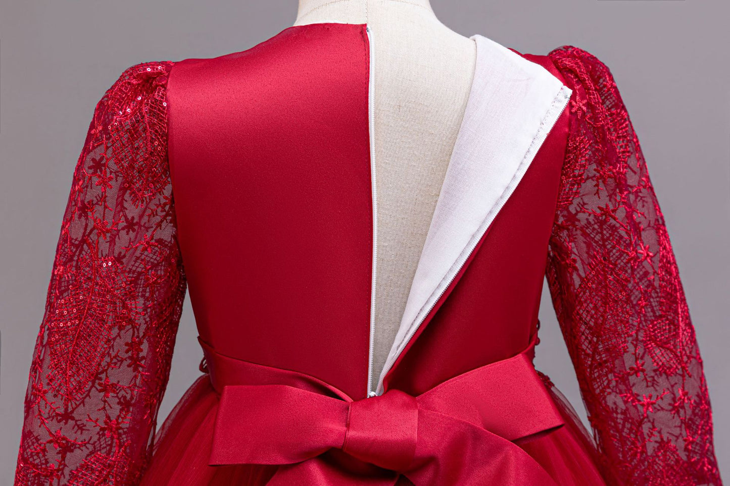 Imported ✨ Girls’ Long-Sleeve Lace Princess Dress – Flower Girl & Performance Outfit