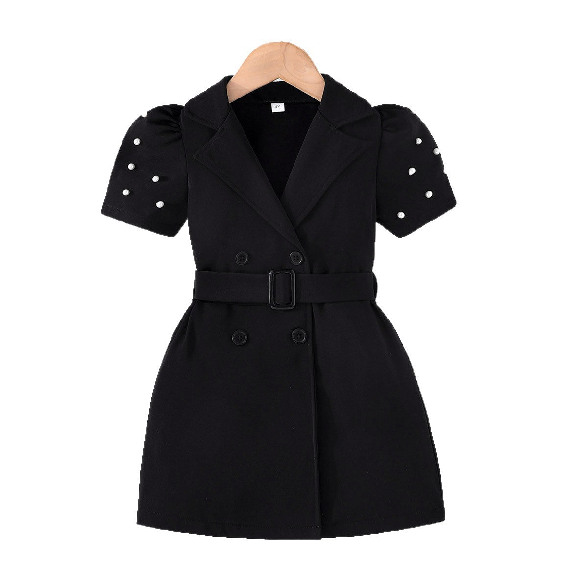 Imported 🌼 Girls’ Solid Color Short-Sleeve Casual Dress + Belt – Summer Two-Piece Set