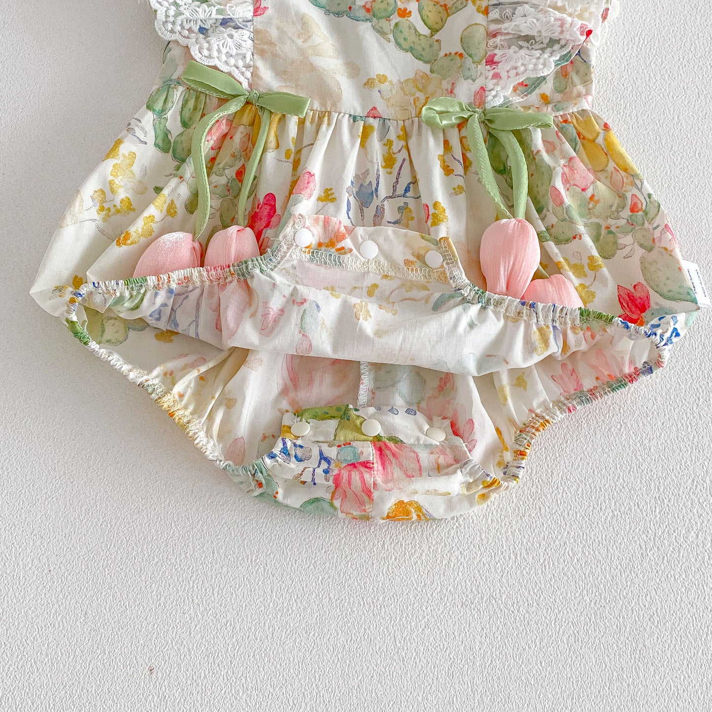 Imported 🌸 Baby Girls’ Floral Princess Romper – Class A Cotton Summer Bodysuit