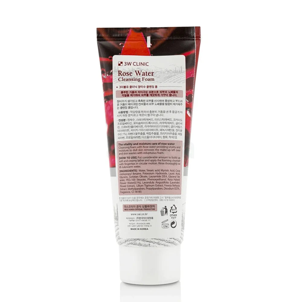 3W Clinic Rose Water Cleansing Foam