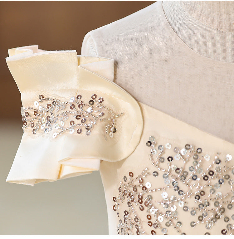 High-end, light luxury, long, stylish little girl princess dress, performance costume, children's wear, girls' dress