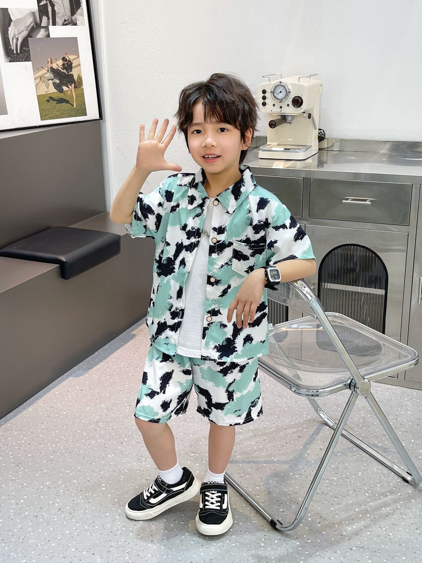 Imported 👔 Boys’ Summer Two-Piece Suit – Short-Sleeve Shirt & Pants (Korean Style)