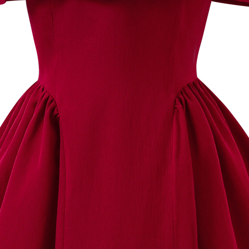 Imported 👗 Girls’ Off-Shoulder Halter Princess Dress – Pleated Double-Layer Party Dress