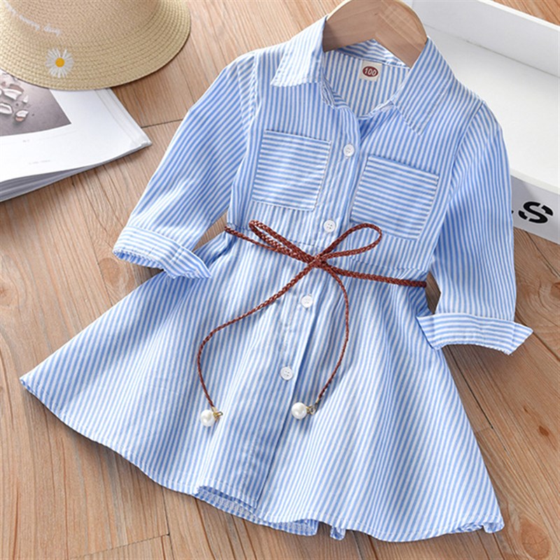 Imported 🌈 Girls’ Spring Autumn Stripe Dress – Fashion Toddler Kids Outfit
