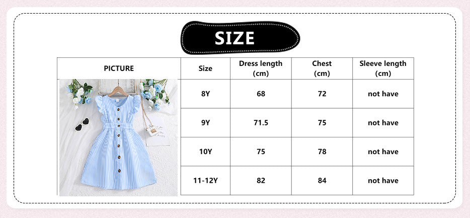 Imported🌈 Girls’ Striped Flutter Sleeve Princess Dress – Summer Fashion
