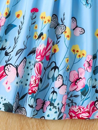Imported  🌸 Girls' Summer Butterfly Bloom Dress – Sleeveless | Floral | Waist-Fit